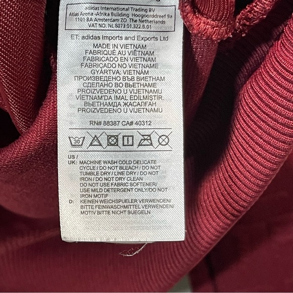 Adidas Men's Typography Tonal-Print Track Hoodie Sweatshirt Brick Red Size XL - Picture 9 of 14